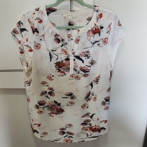 Floral White and Pink Top by